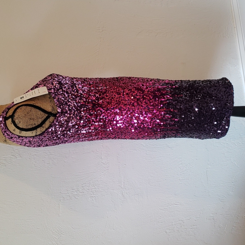 Pretty Guide purple and pink sequin dress womens size L - Picture 4 of 6